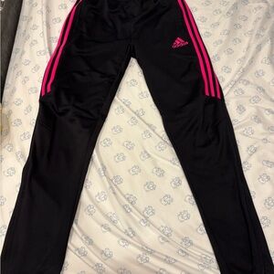 Adidas Kids Black Joggers with Pink Accents